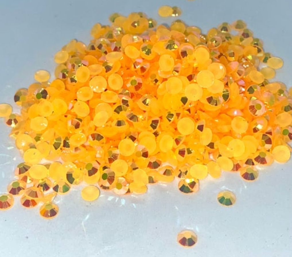 Orange Red Jelly AB Resin Round Flat Back Rhinestones