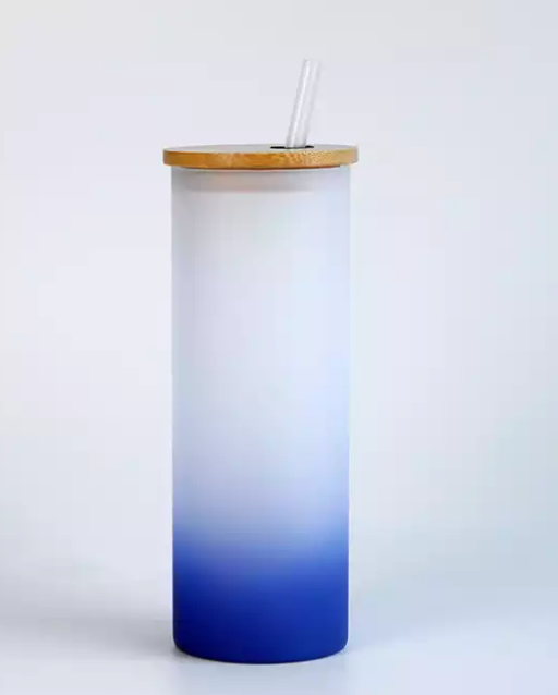 Sublimation Glass Tumbler with Bamboo Lid and Metal Straw 22 oz 4