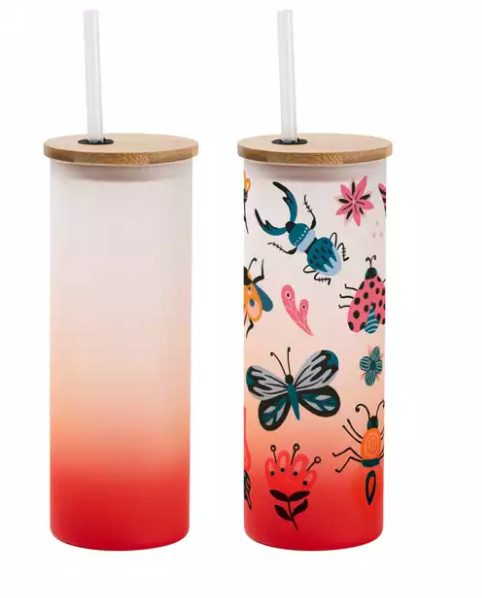16oz Ombre Sublimation Glass Tumbler with Bamboo Lid and Straw - 50 PA –  OneStopSubShop